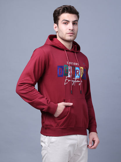 Men's Maroon Printed Hoodie Style Code- NC-WNTR-704-MAROON