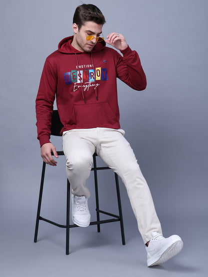 Men's Maroon Printed Hoodie Style Code- NC-WNTR-704-MAROON