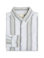 Plus Size Cotton 1 Pocket Regular Fit Smart Casual Shirt  - Beige - Style 1269