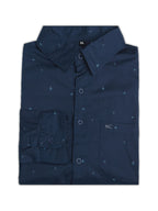 Plus Size Cotton 1 Pocket Regular Fit Smart Casual Shirt  - Navy - Style 1278