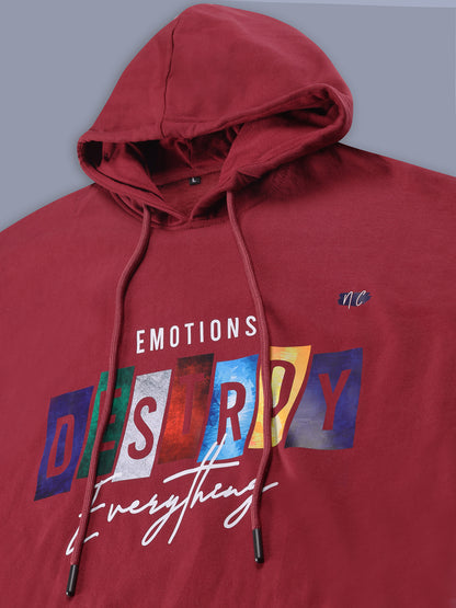 Men's Maroon Printed Hoodie Style Code- NC-WNTR-704-MAROON