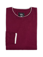 Flat Knit Full Sleeve Polo Ribbed T Shirt  - Maroon - Style 133