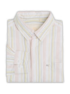 Plus Size Cotton 1 Pocket Regular Fit Smart Casual Shirt  - Yellow-White - Style 1267