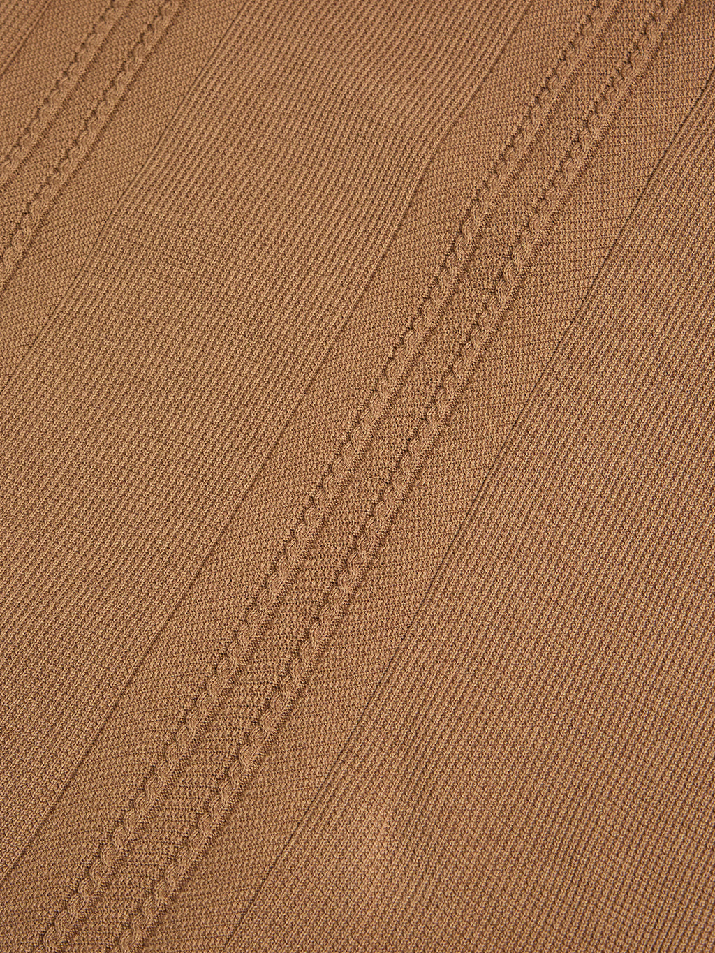 Flat Knit Full Sleeve Polo Ribbed T Shirt  - Khaki - Style 136