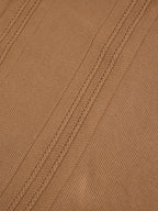 Flat Knit Full Sleeve Polo Ribbed T Shirt  - Khaki - Style 136