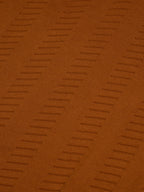 Flat Knit Half Sleeve Polo Ribbed T Shirt  - Rust - Style 138-Rust