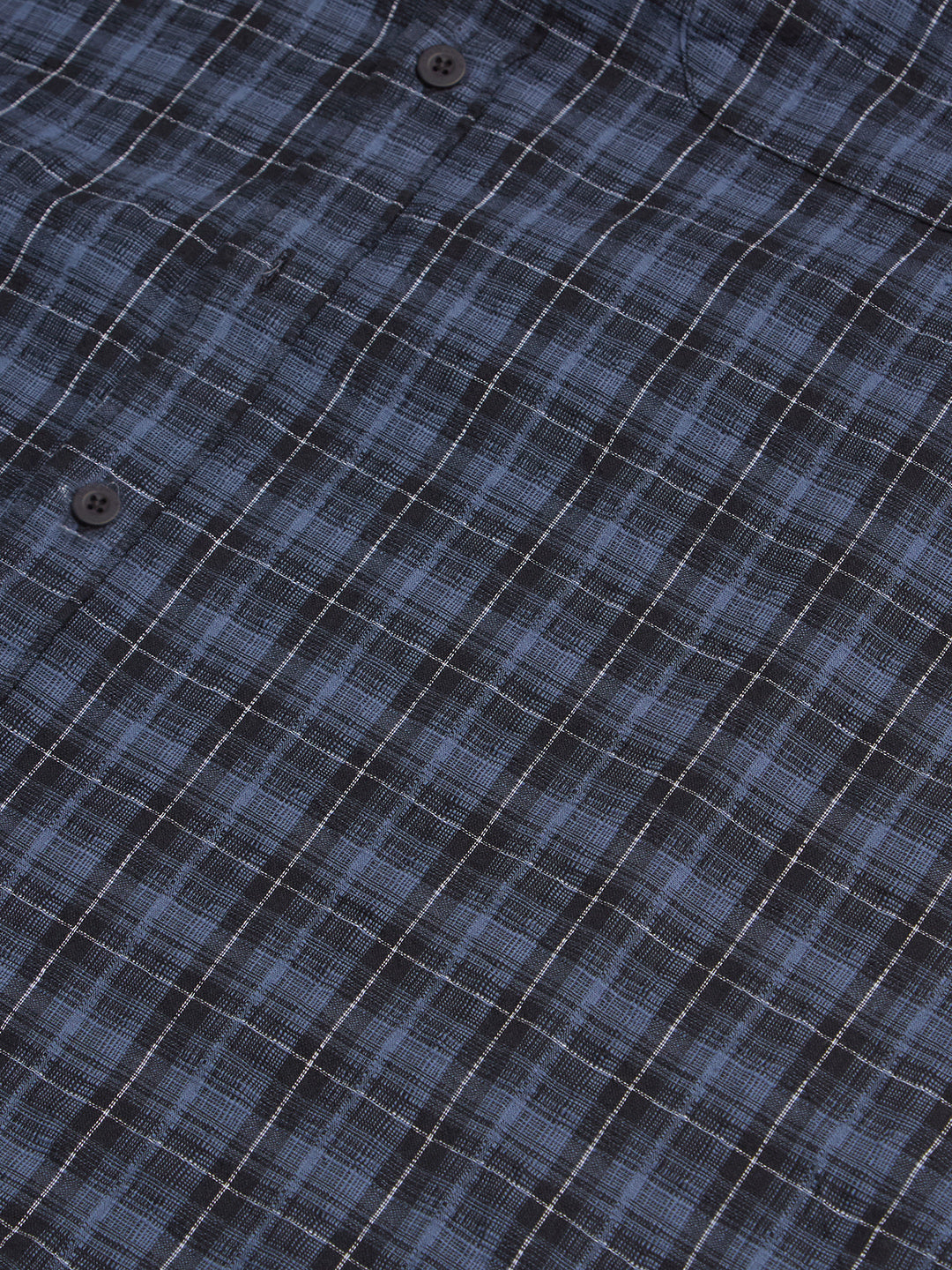 Plus Size Cotton 1 Pocket Regular Fit Smart Casual Shirt  - Blue - Style 1264