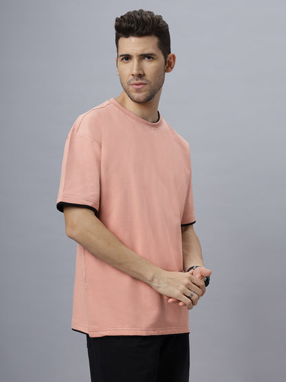 Dusky Pink Oversize 100% Cotton Heavy GSM Crew Neck T-Shirt NC-OS-101