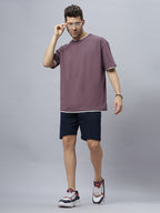 Drop-Shoulder Sleeves Heavy GSM Pure Cotton Oversize Fit T-shirt (NC-OS-102-Brown)