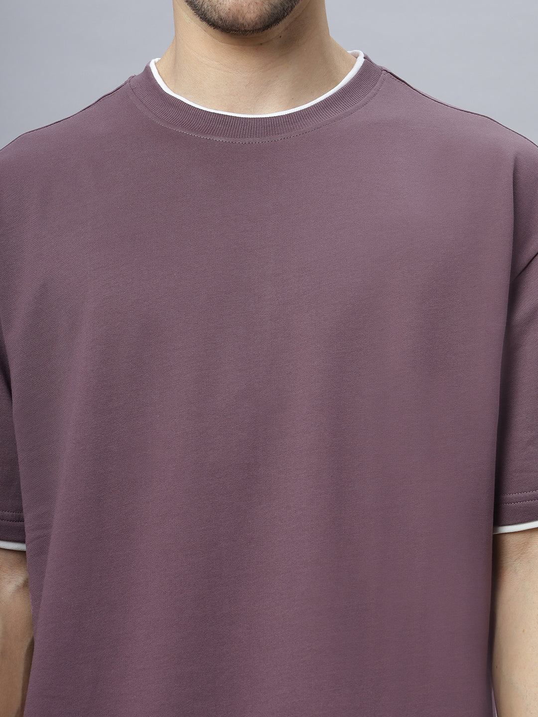 Drop-Shoulder Sleeves Heavy GSM Pure Cotton Oversize Fit T-shirt (NC-OS-102-Brown)