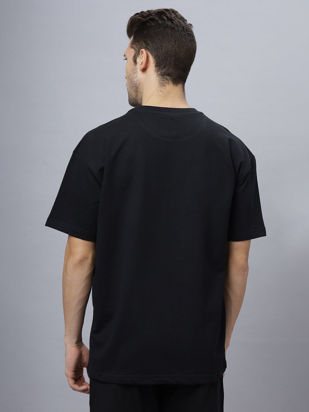 Black Oversize Crew Neck Heavy GSM T Shirt.. Style Code- NC-OS-101