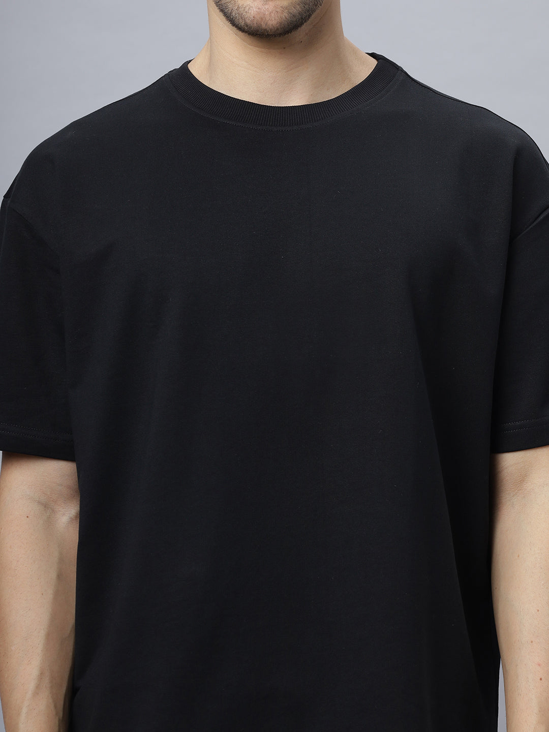 Black Oversize Crew Neck Heavy GSM T Shirt.. Style Code- NC-OS-101