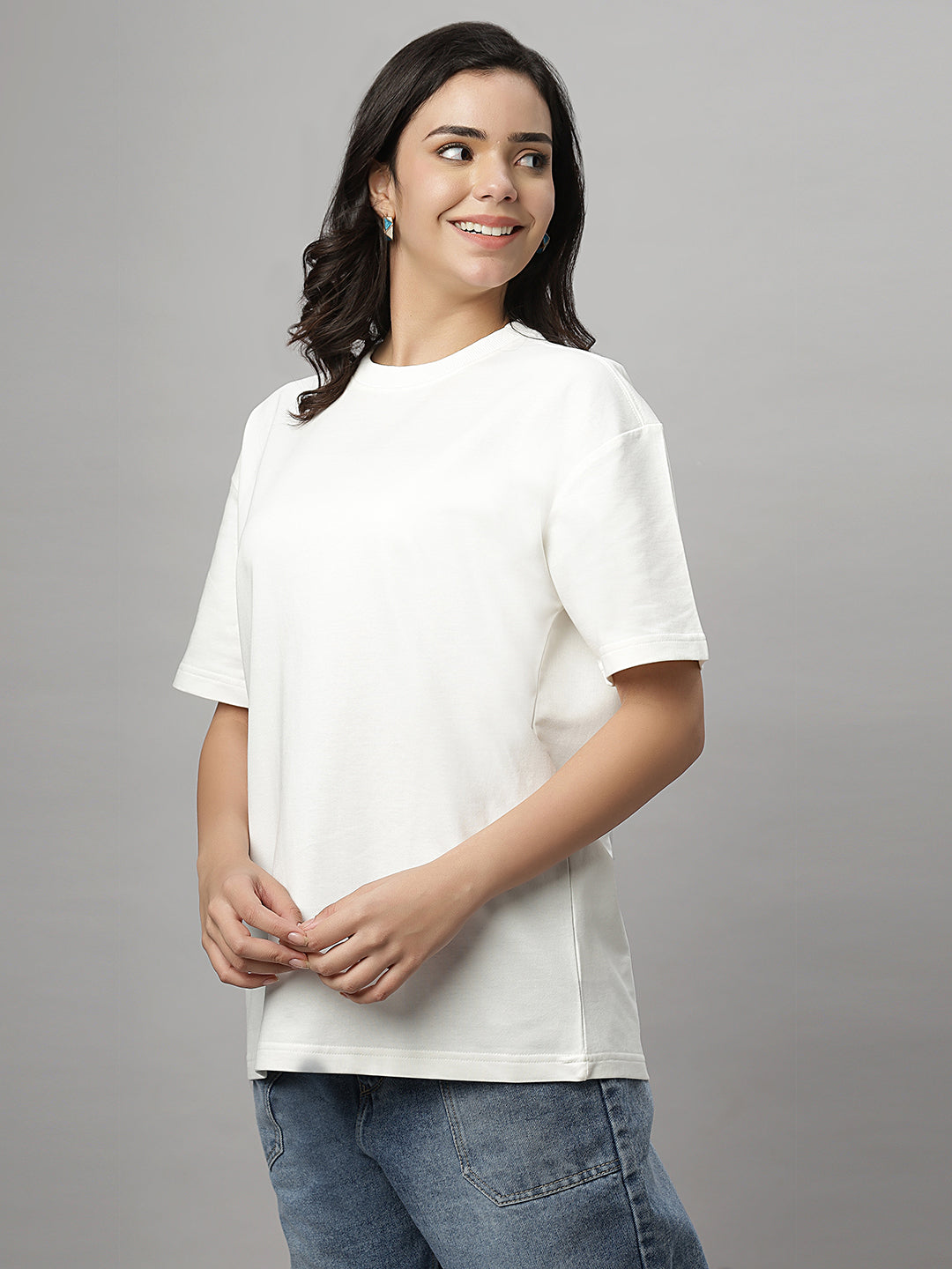 White Oversize Crew Neck Tee Shirt ( NC-OS-101 )