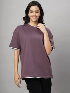 Brown Oversize Unisex Crew Neck Tee Shirt ( NC-OS-102 )