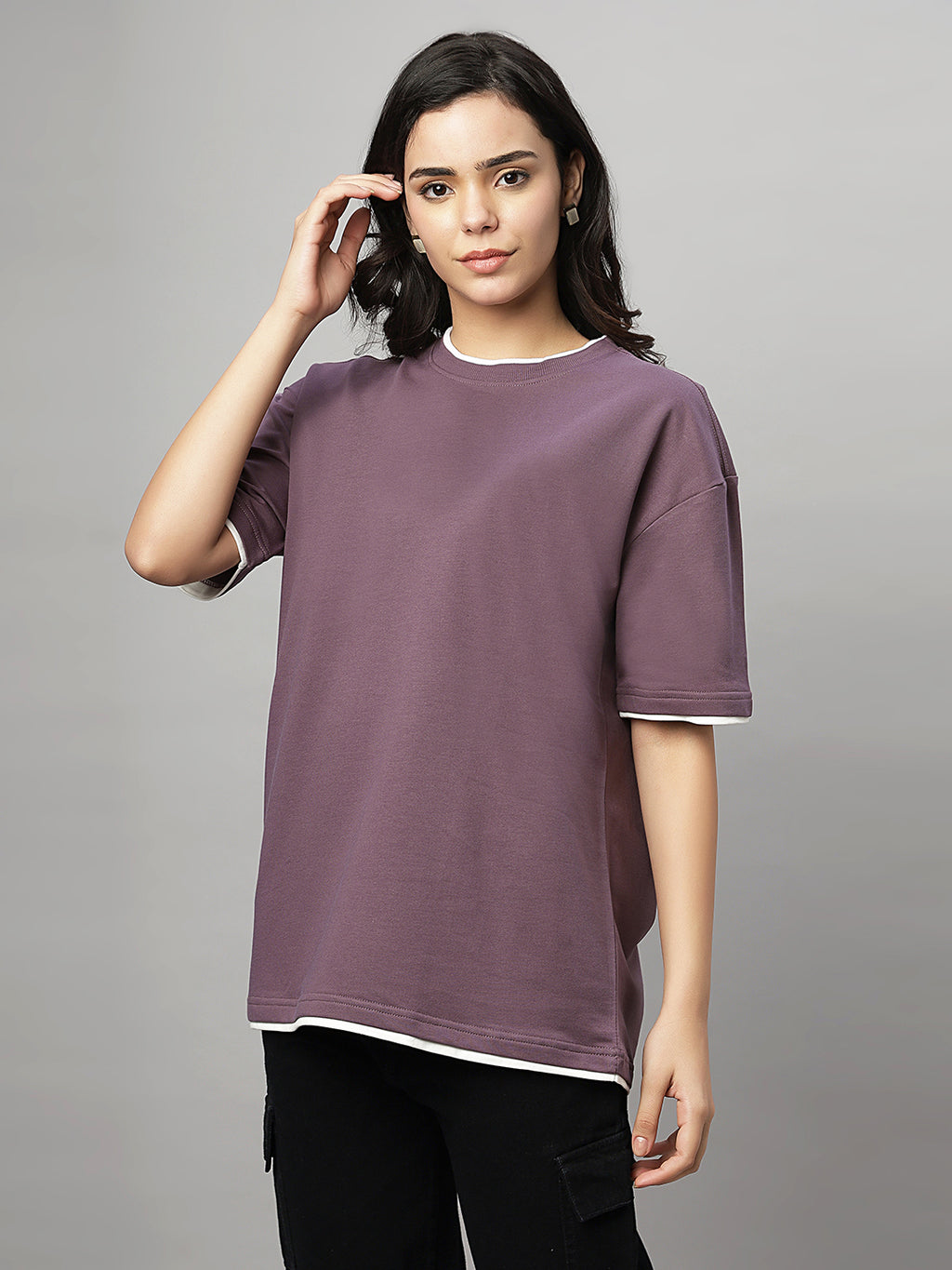 Brown Oversize Unisex Crew Neck Tee Shirt ( NC-OS-102 )