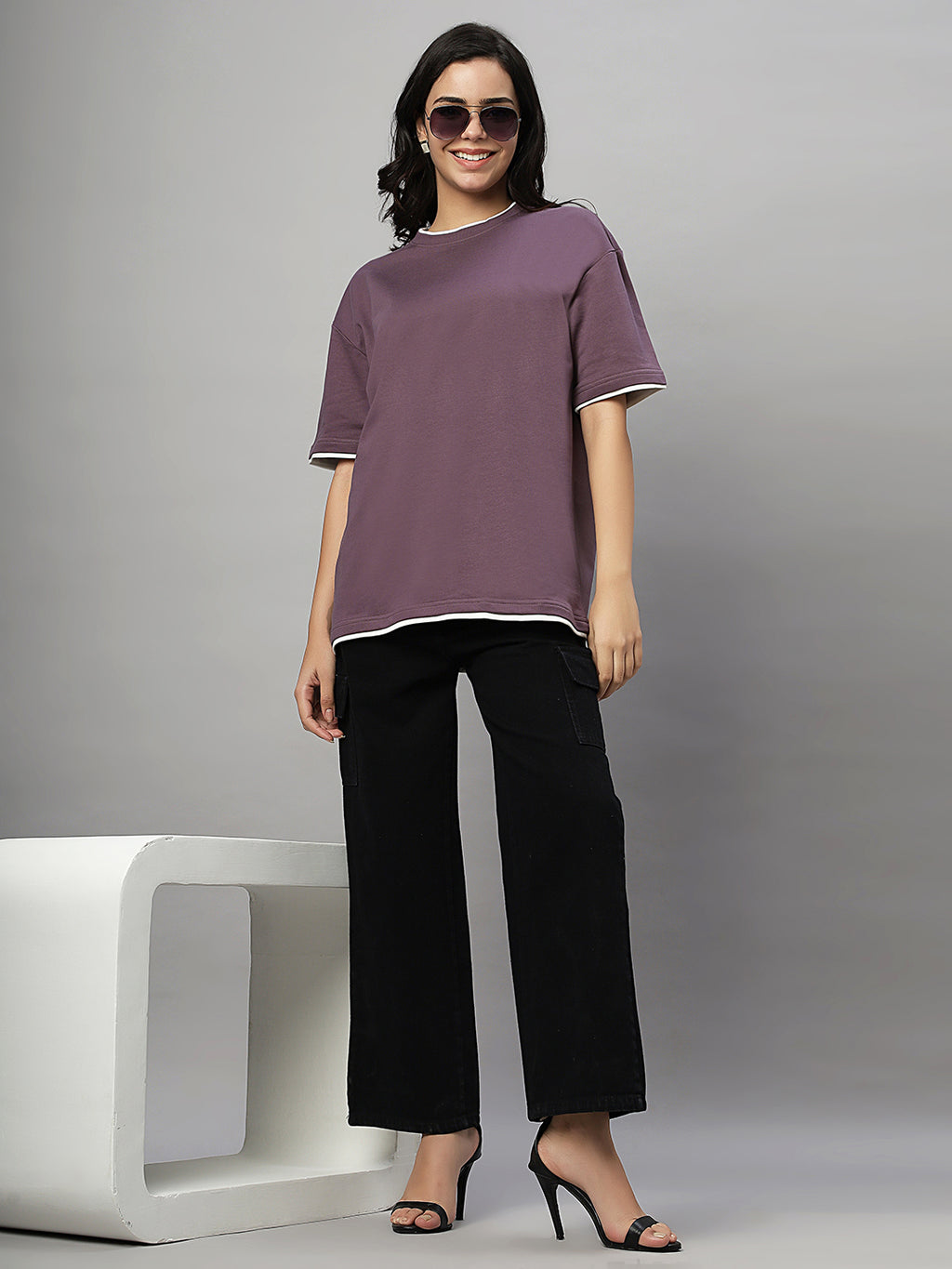 Brown Oversize Unisex Crew Neck Tee Shirt ( NC-OS-102 )