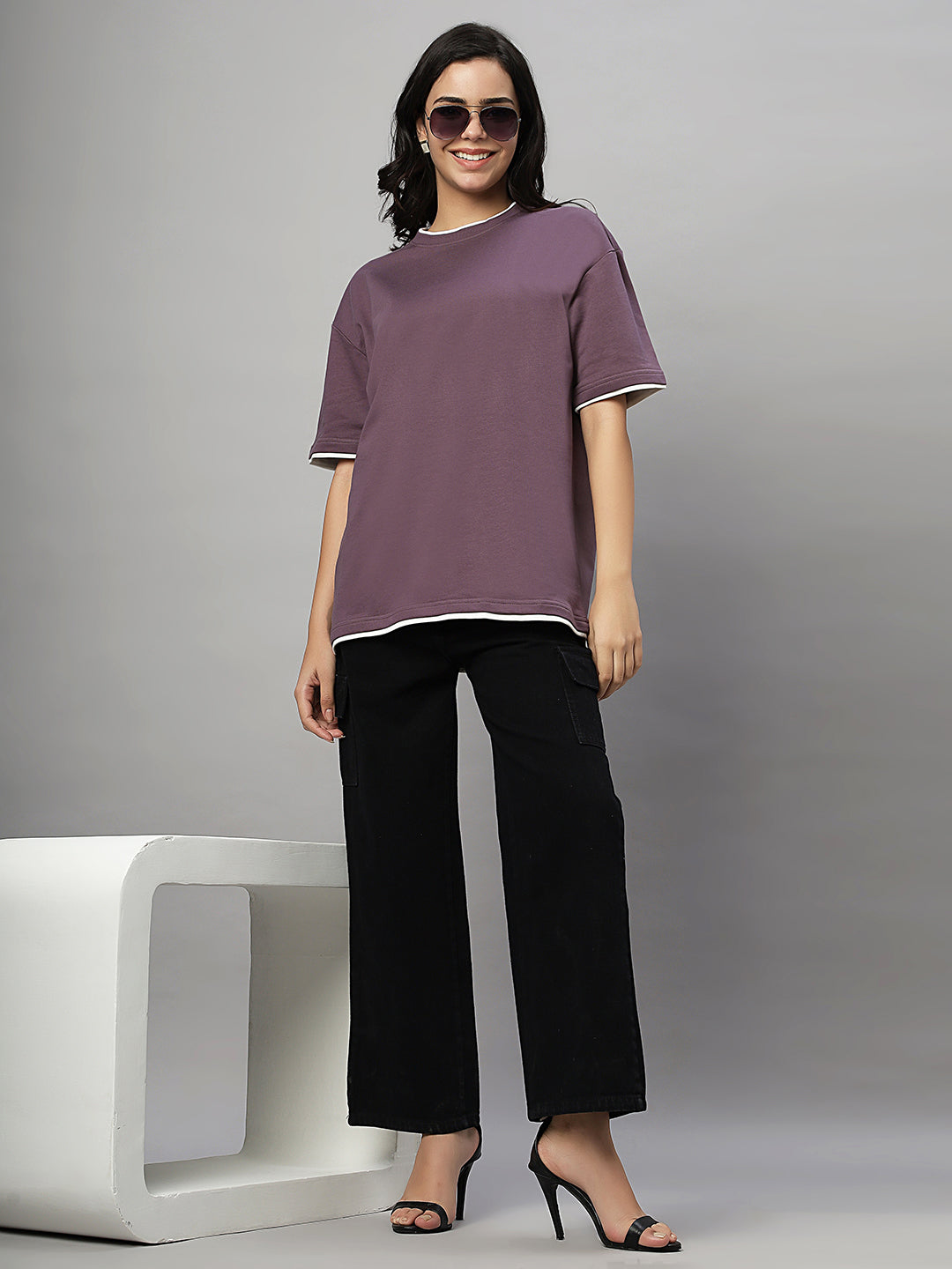 Brown Oversize Unisex Crew Neck Tee Shirt ( NC-OS-102 )