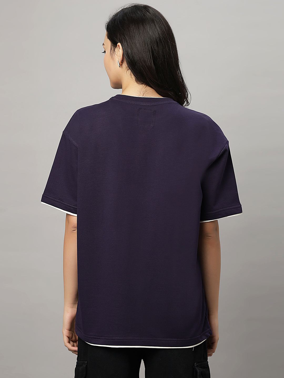 Purple Oversize Unisex Crew Neck Tee Shirt ( NC-OS-102 )