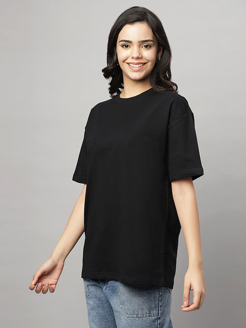 Black Oversize Unisex Crew Neck Tee Shirt ( NC-OS-101 )