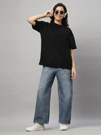 Black Oversize Unisex Crew Neck Tee Shirt ( NC-OS-101 )