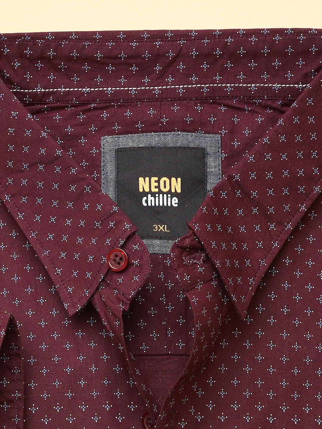 Men Printed Premium Cotton Maroon Smart Casual Plus Size Full Shirt (NC-2K54)