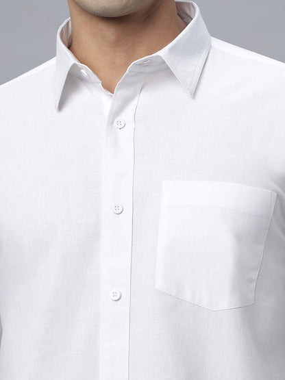 Pure White Linen shirt for Men (NC-FS-2K20-WHITE)
