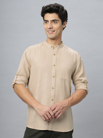 Linen Cotton Beige Full Sleeve Shirt ( NC-FS-2K04 )