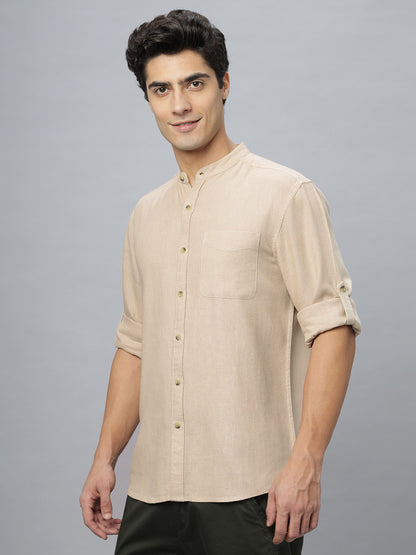 Linen Cotton Beige Full Sleeve Shirt ( NC-FS-2K04 )
