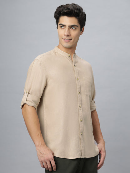 Linen Cotton Beige Full Sleeve Shirt ( NC-FS-2K04 )