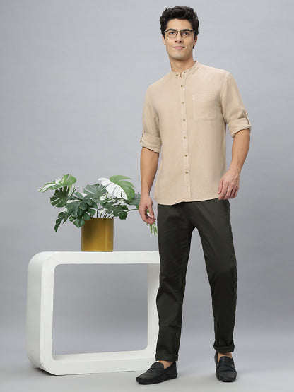 Linen Cotton Beige Full Sleeve Shirt ( NC-FS-2K04 )