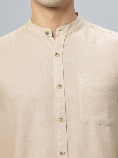 Linen Cotton Beige Full Sleeve Shirt ( NC-FS-2K04 )