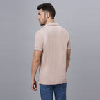 Beige Solid Regular Fit Cotton Lycra Polo Collar T-shirt (NC-109-POLO-BEIGE)