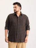 Plus Size Cotton 1 Pocket Regular Fit Smart Casual Shirt  - Black - Style 1264