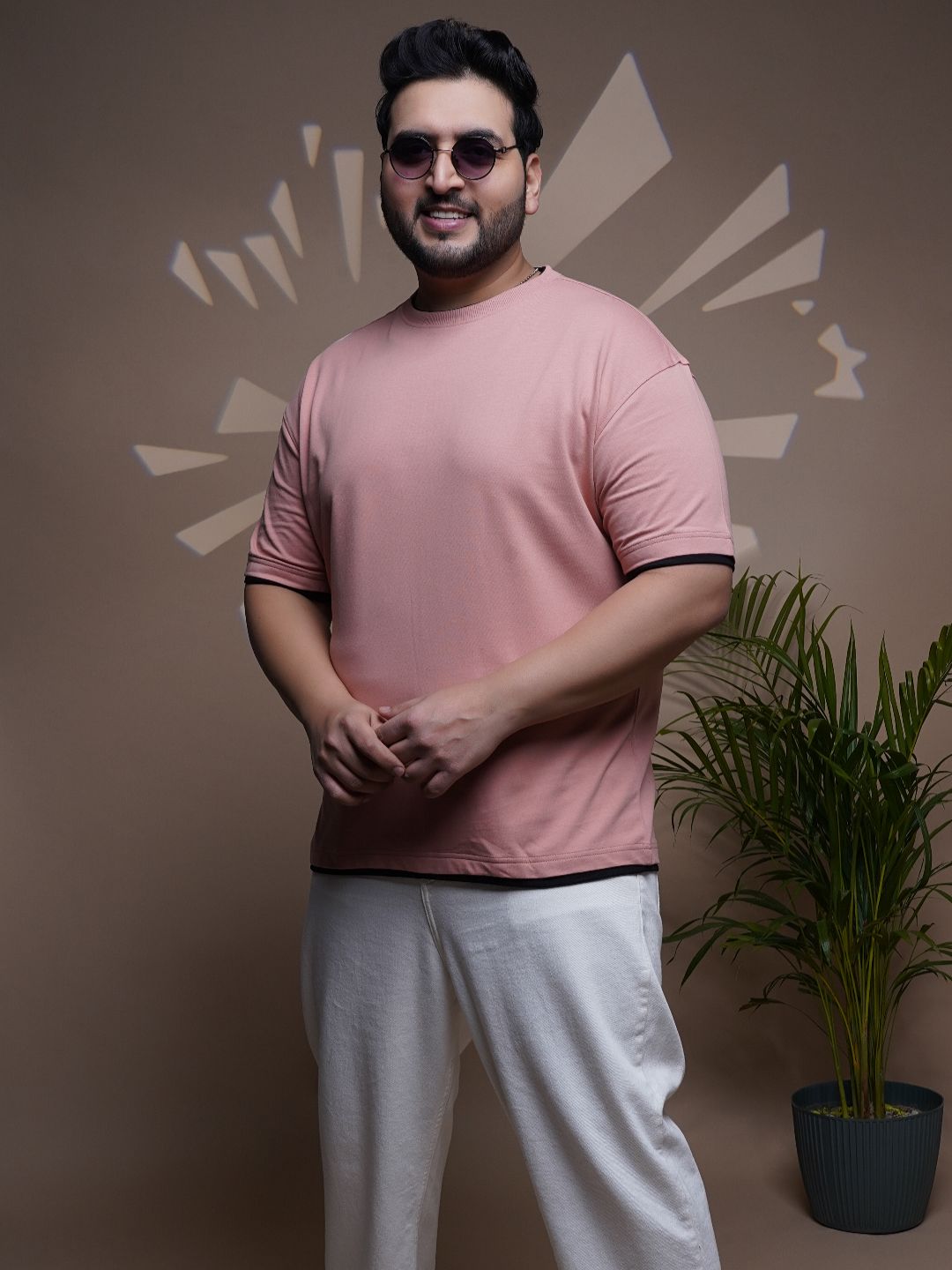 Crew Neck Half sleeve T Shirt - NC-Plus-101-D-Pink