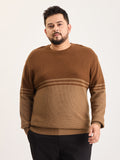 Flat Knit Full Sleeve Polo Ribbed T Shirt  - Brown - Style 135