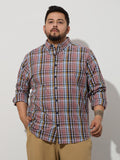 Plus Size Cotton Checks Shirt 1 Pocket Regular Fit Smart Casual Shirt, Style- Plus-1263-Mauve