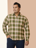 Men Cotton Checks 1 Pocket Regular Fit Smart Casual Shirt - Dark Green