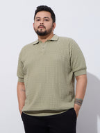 Flat Knit Half sleeve Polo Ribbed T Shirt- Style- NC-Plus-129-Mouse