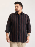 Plus Size Cotton 1 Pocket Regular Fit Smart Casual Shirt  - Coffee - Style 1268