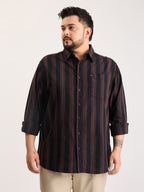 Plus Size Cotton 1 Pocket Regular Fit Smart Casual Shirt  - Coffee - Style 1268