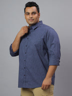 Men Blue, Black and Orange Printed Long Sleeve Cotton Plus Size Casual Shirt
