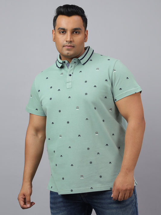 Men Olive Green Slim Fit Cotton Polo T-Shirt