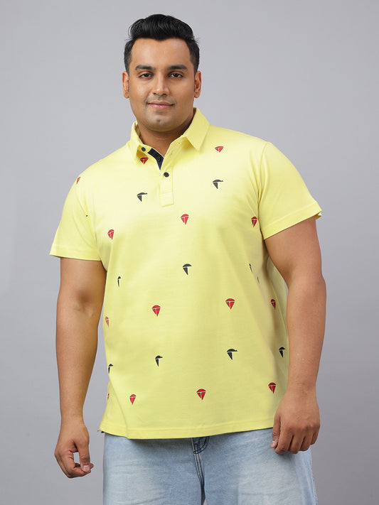 Men Yellow Slim Fit Cotton Polo T-Shirt