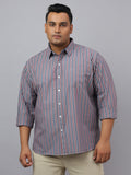 Men Indigo Cotton Stripes 1 Pocket Slim Fit Casual Shirt
