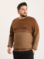Flat Knit Full Sleeve Polo Ribbed T Shirt  - Brown - Style 135