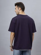 Drop-Shoulder Sleeves Heavy GSM Pure Cotton Oversize Fit T-shirt (NC-OS-102-Purple)