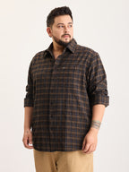 Plus Size Cotton 1 Pocket Regular Fit Smart Casual Shirt  - Black - Style 1264
