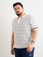 Neon Chillie Men's Plus Size Half Sleeve Polo Ribbed T Shirt - 144-White
