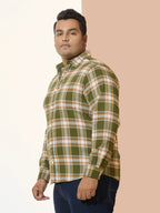 Men Cotton Checks 1 Pocket Regular Fit Smart Casual Shirt - Dark Green