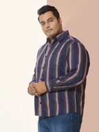 Men Cotton Stripe 1 Pocket Regular Fit Smart Casual Shirt - RedOlive